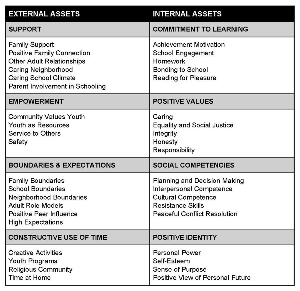 40 Developmental Assets Chart
